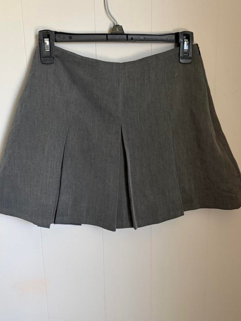 Commense Gray Pleated Mini Skirt